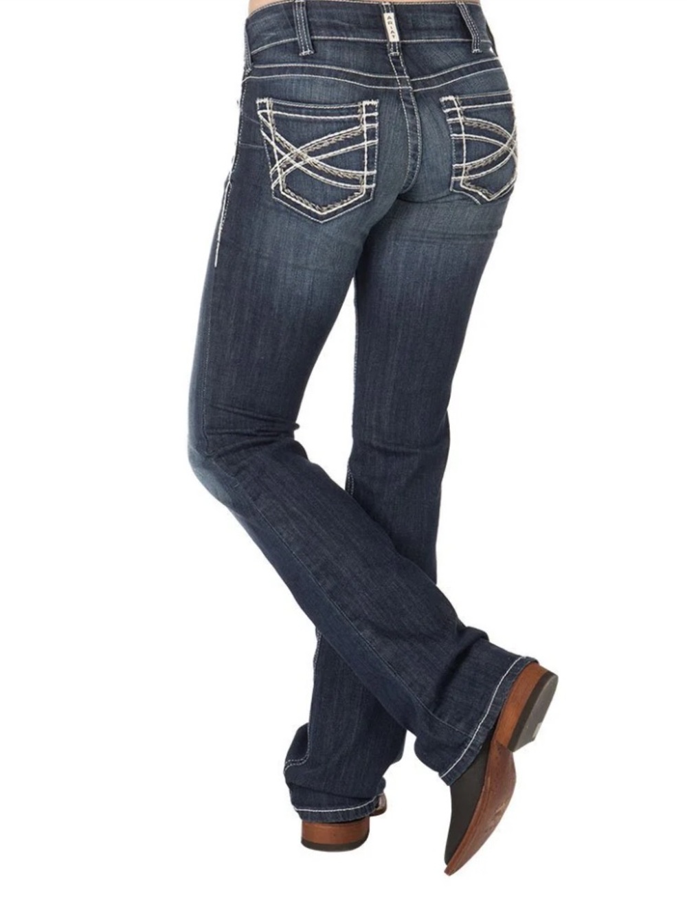 Ariat R.E.A.L. Women's 31L Mid Rise Entwined Boot Cut Riding Jeans Blue